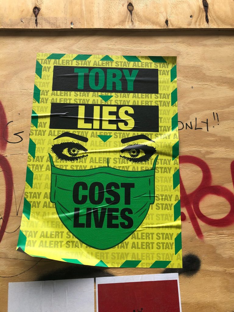 Tory Lies Cost Lives - Brick Lane Graffiti artwork